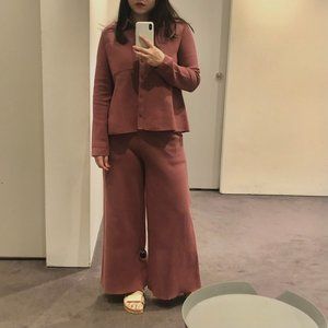 COS Womens Knit Cardigan Jacket Buttonup Sweater Top Pink